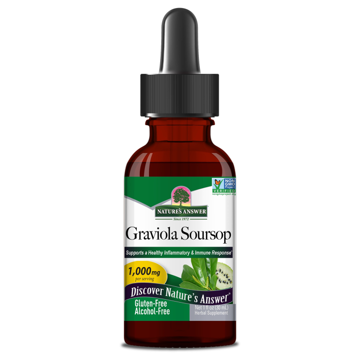 Nature's Answer Graviola Soursop Liquid Extract, 1oz. - Front view