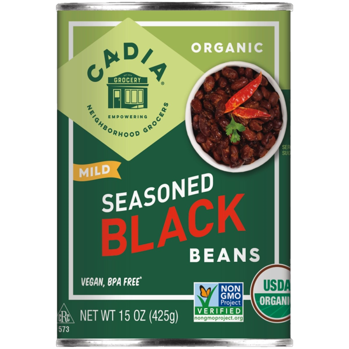 Cadia Canned Seasoned Organic Black Beans - Front view