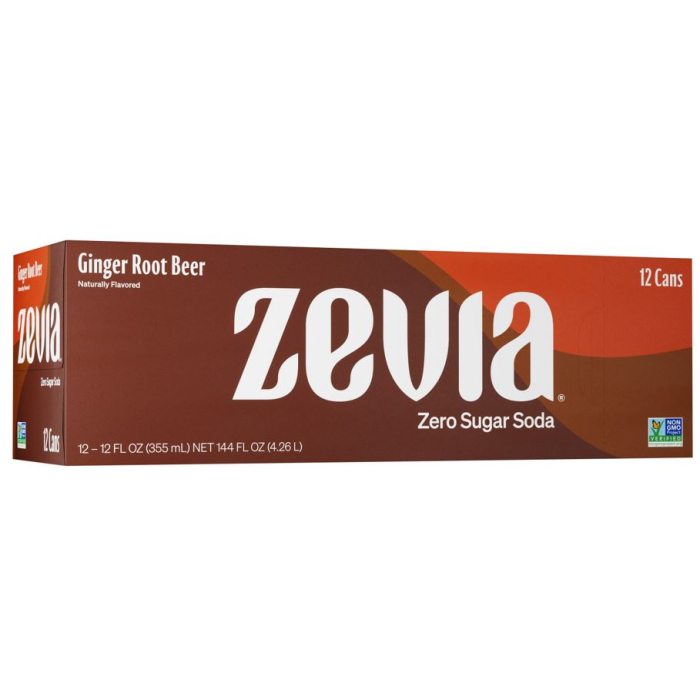 Zevia Zero Calorie Soda Ginger Root Beer - Front view