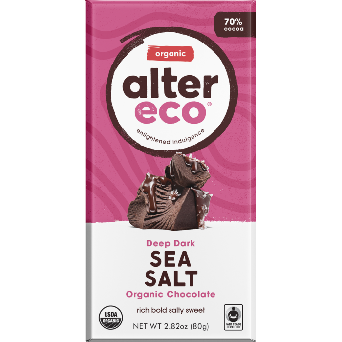 Alter Eco Deep Dark Sea Salt Chocolate Bar, 2.82 oz.