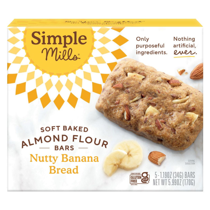 Simple Mills Nutty Banana Bread Soft Baked Bars, 5 Bars