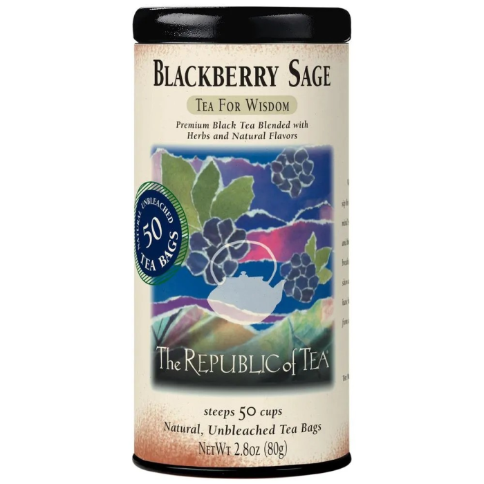 The Republic of Tea Blackberry Sage Black Tea Bags - Front view