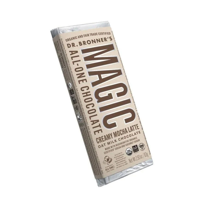 Dr. Bronner's Magic All-One Organic Oat Milk Chocolate Bar, Creamy Mocha Latte, 2.93 oz.