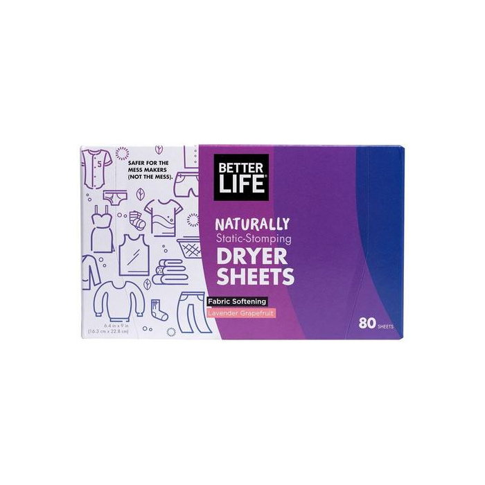 Better Life Dryer Sheets, Lavender Grapefruit Scent, 80 Sheets