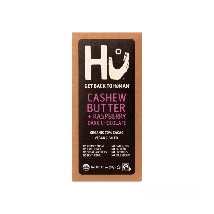 Hu Organic Dark Chocolate Cashew Butter & Raspberry Jelly Bar, 2.1 oz.