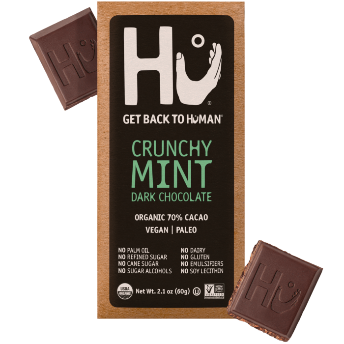 Hu Crunchy Mint Dark Chocolate Bar, 2.1 oz.