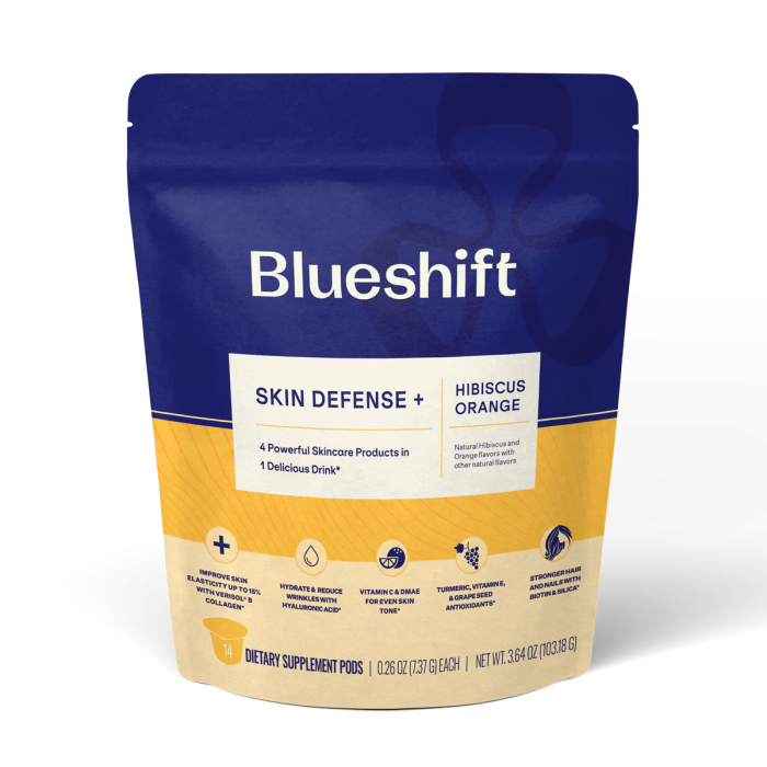 Blueshift Nutrition Skin Defense + Hibiscus Orange - Front view