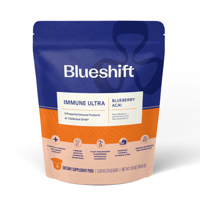 Blueshift Nutrition Immune Ultra Blueberry Acai - Front view