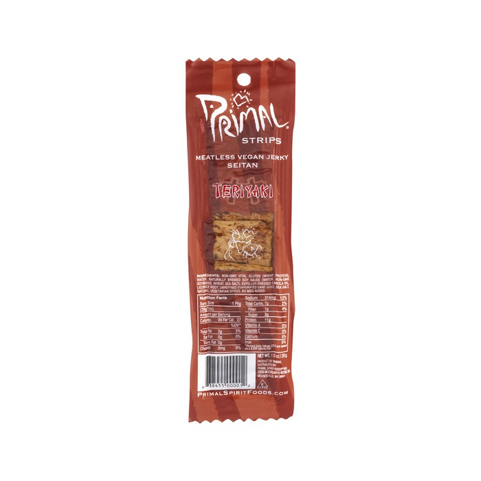 Primal Strips Meatless Vegan Jerky, Seitan Teriyaki, 1 oz.