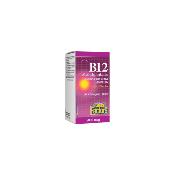 Natural Factors B12 Methylcobalamin  5,000 mcg,  60 Sublingual Tablets