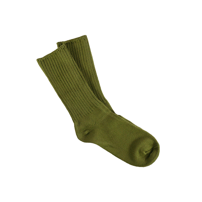 Maggie's Organic Classic Cotton Crew Sock, Olive Color, Size 9-11