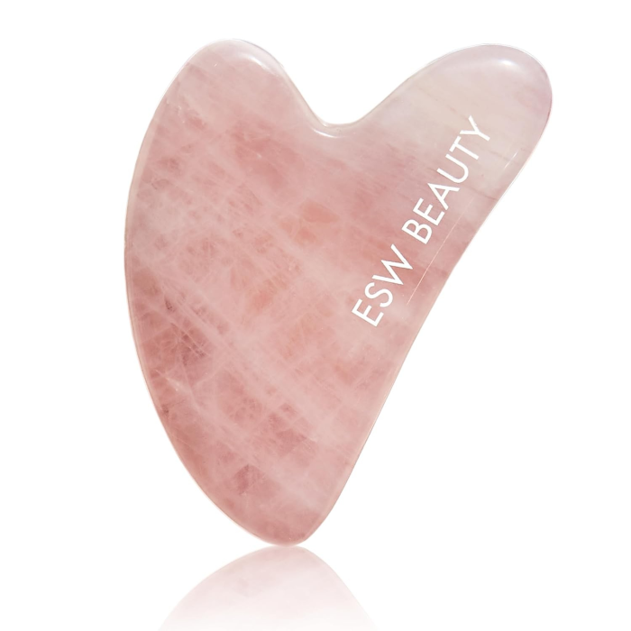 ESW Beauty Hibiscus White Tea Rose Quartz Gua Sha - Front view