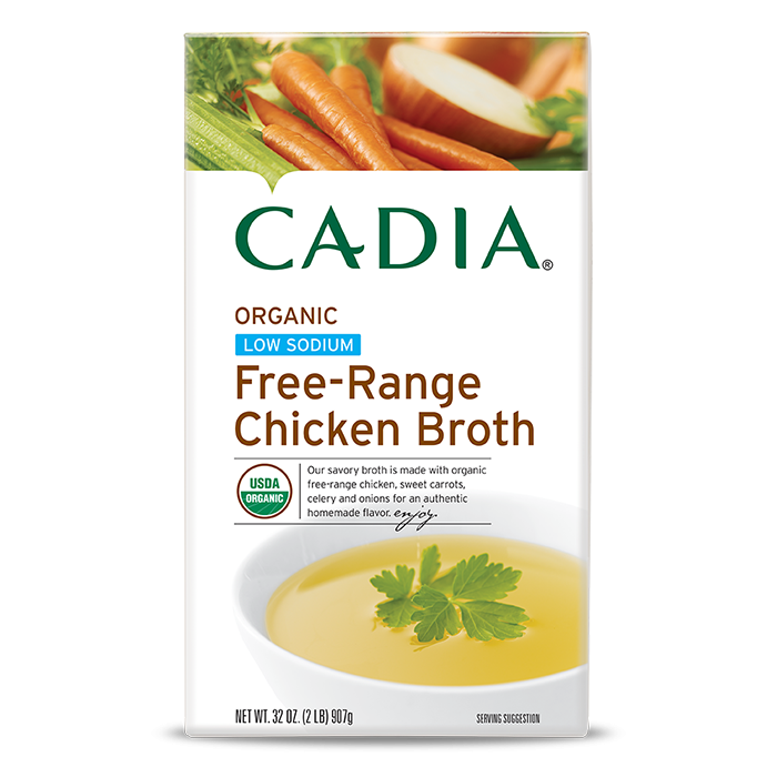 Cadia Organic Low Sodium Free-Range Chicken Broth, 32 fl. oz.