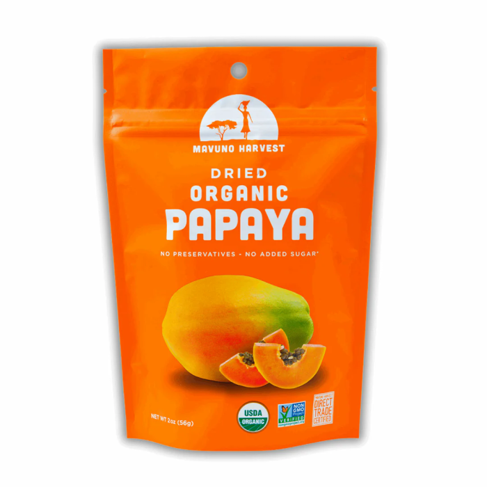 Mavuno Harvest Organic Dried Papaya - Front view