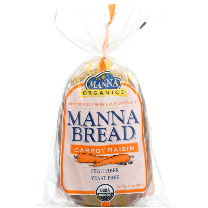 Manna Organics Sprouted Bread Carrot Raisin - Front view