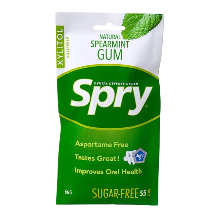 Spry Natural Xylitol Gum Spearmint 55 Count - Front view