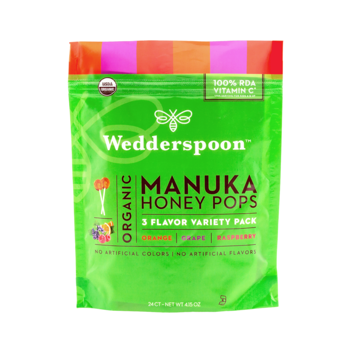 Wedderspoon Organic Manuka Honey Pops, Variety Pack, 24 Count