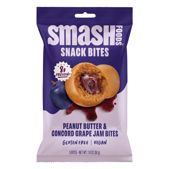 Smash Foods Peanut Butter and Grape Jam Snack Bites - Front view