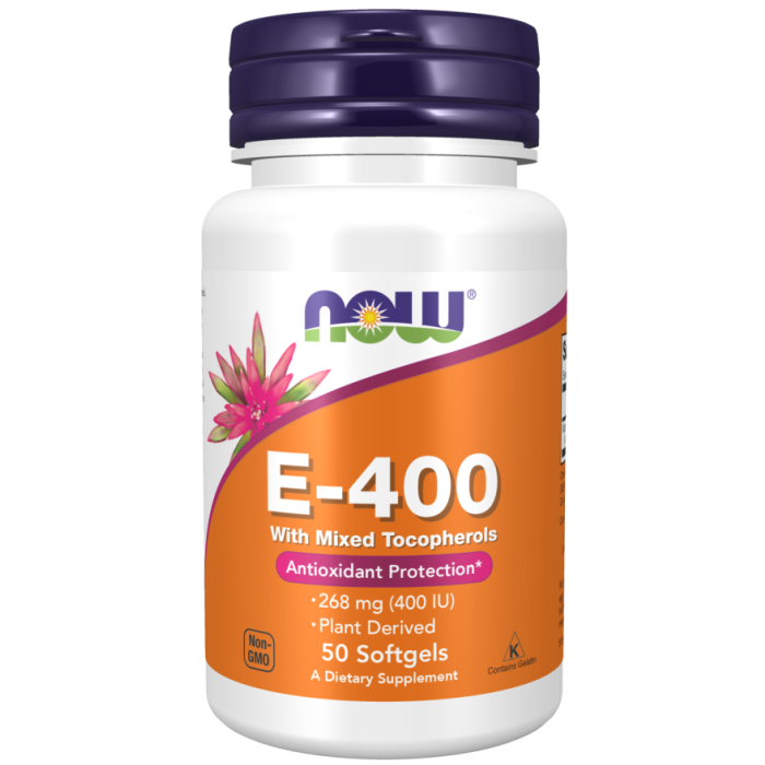 NOW Foods Vitamin E-400 With Mixed Tocopherols - 50 Softgels
