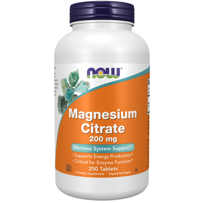 NOW Foods Magnesium Citrate 200 mg - 250 Tablets