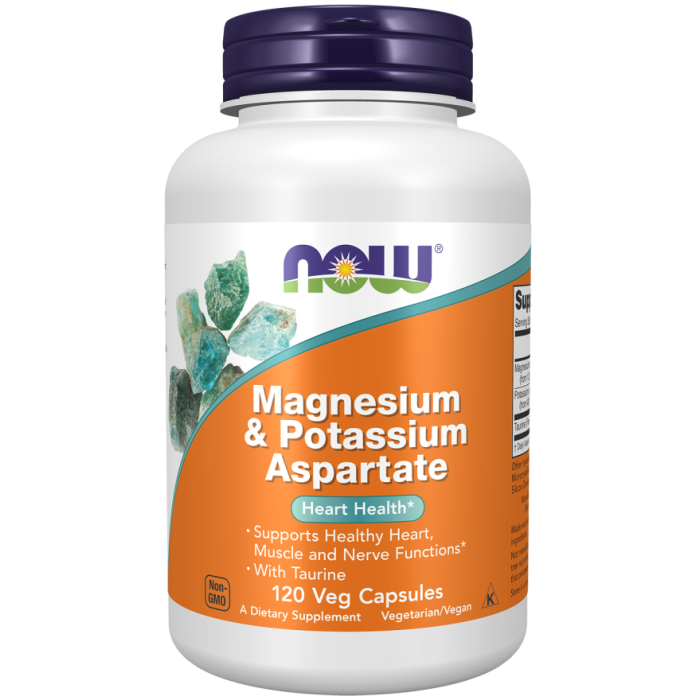 NOW Foods Magnesium & Potassium Aspartate - 120 Veg Capsules