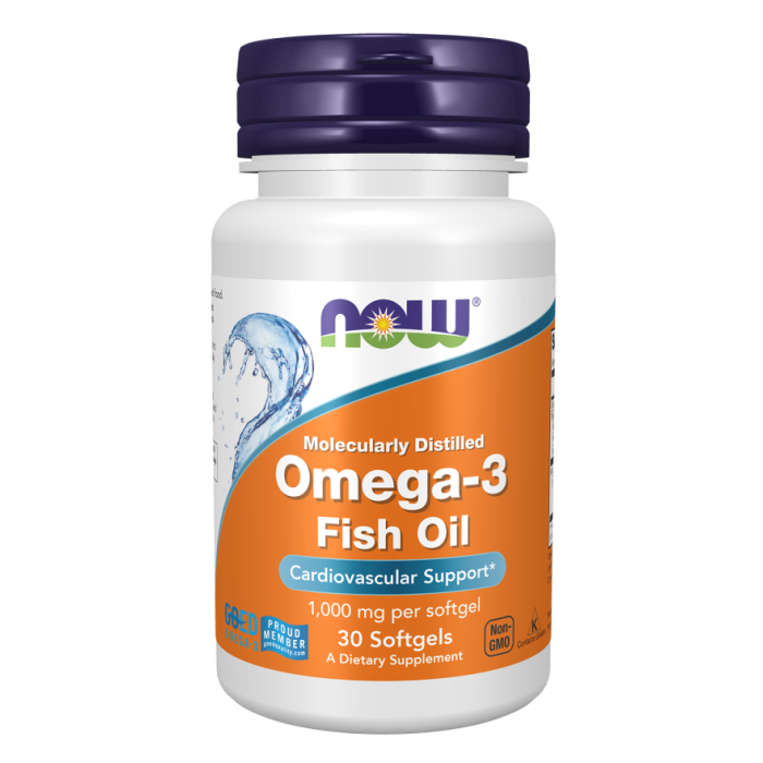 NOW Foods Omega-3 Fish Oil, Molecularly Distilled - 30 Softgels