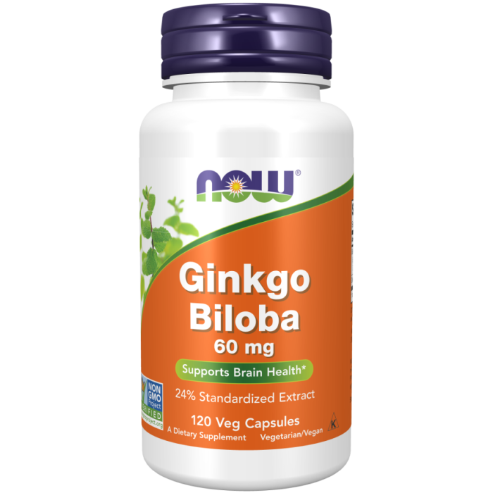 NOW Foods Ginkgo Biloba 60 mg - 120 Veg Capsules