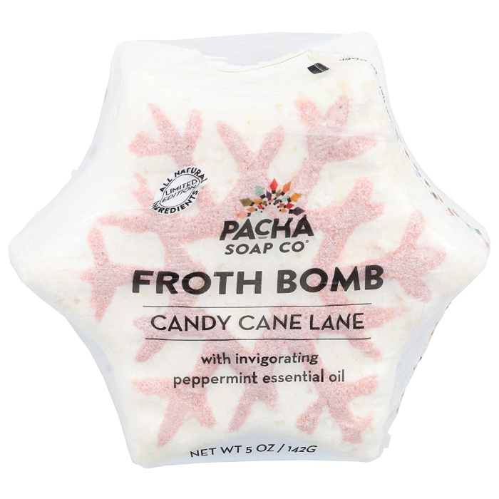 Pacha Candy Cane Lane Snowflake Froth Bomb, 5 oz.