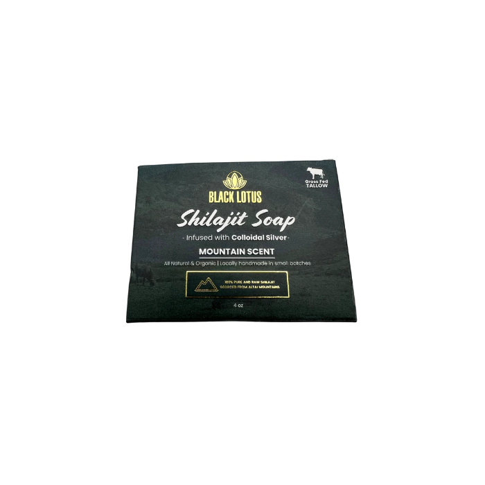 Black Lotus Pure Shilajit Grassfed Tallow Soap, 4oz. 